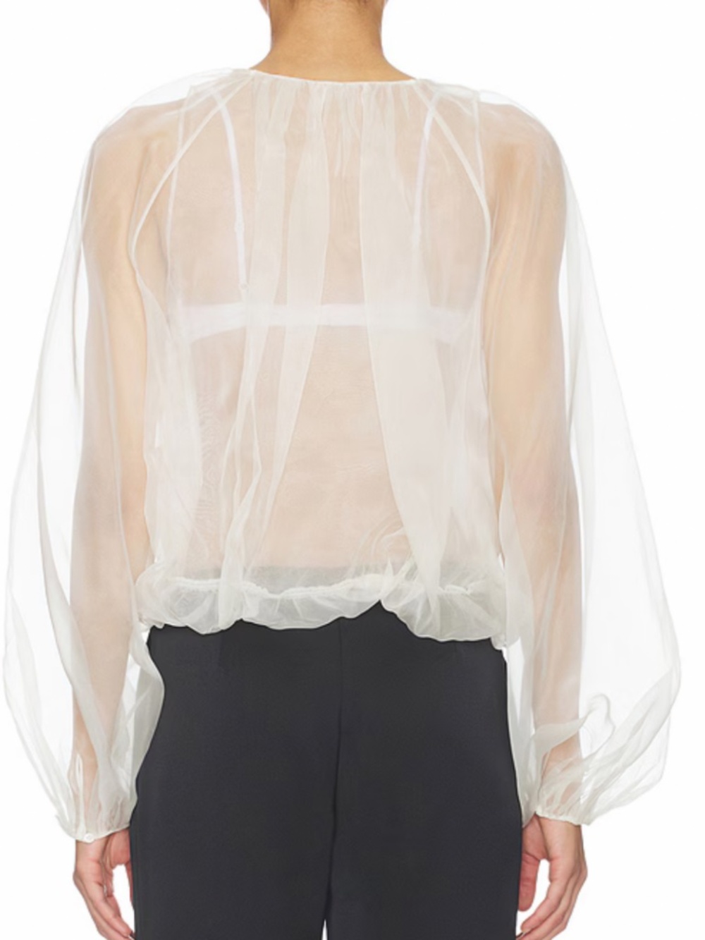 Brand New FRAME The Sheer Balloon Blouse in Cream XS - Picture 4 of 8